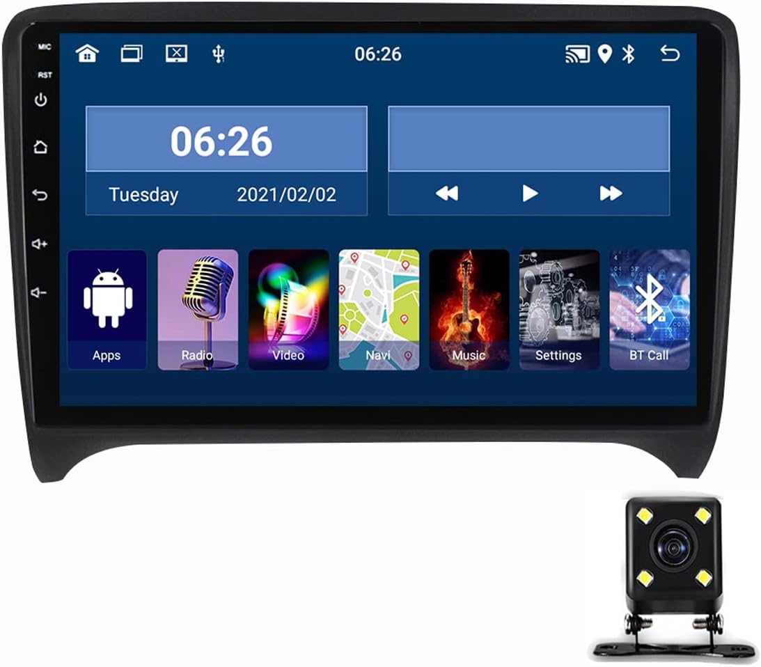 Double Din Car Stereo Receiver, 9In Touch Screen Car Radio Bluetooth MP5 Player for Audi TT 2 8J 2006-2014 with Backup Camera Support Navigation, SWC, USB, Carplay, Android Auto,2g+32g