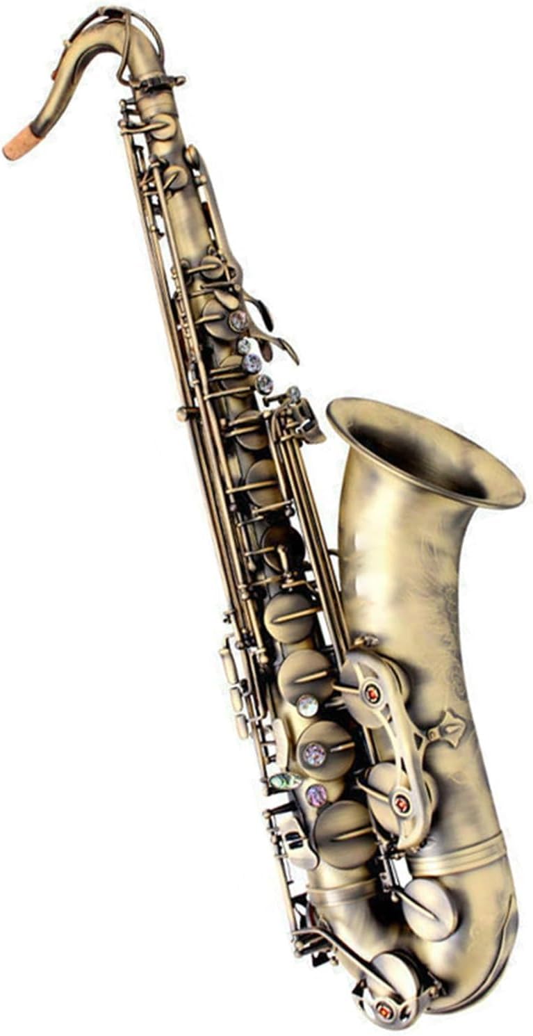 Saxophone B Flat Tenor Wind Instrument Advanced Performance Antique Gold Full Body Carving