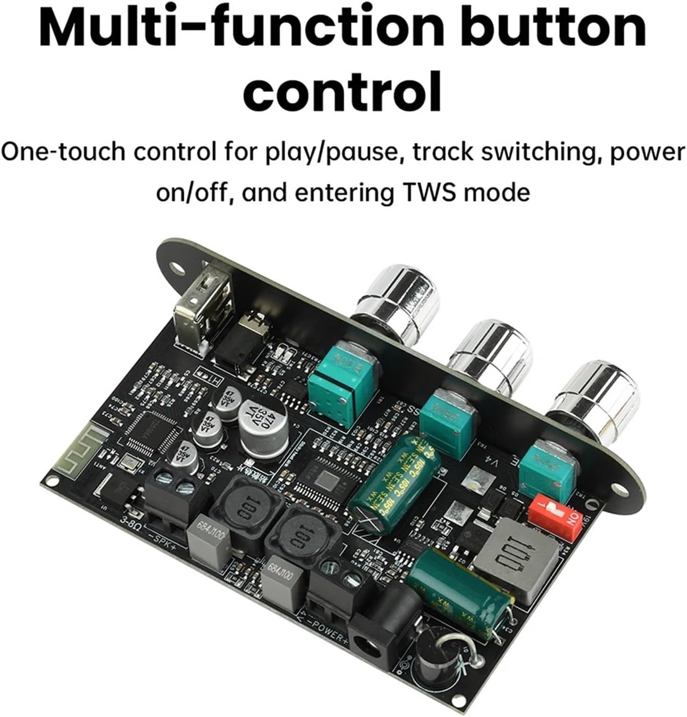 ZK-1001U 9-24V Mono 100W Digital Audio Amplifier Board Support APP TWS TPA3116D2 Sound Amplifier AMP Module AUX USB