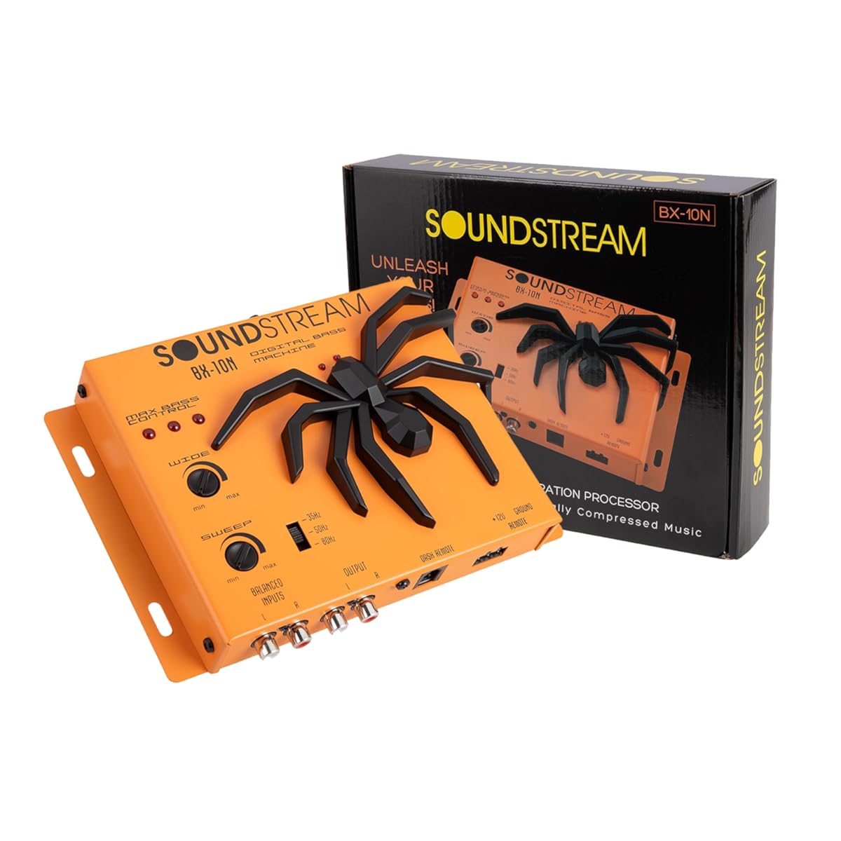 SoundStream BX-10N Bass Restoration Processor with Parametric Bass Equalizer, Digital Bass Processor for Car Audio, Balanced Inputs & Dash Mount Remote Control - Orange