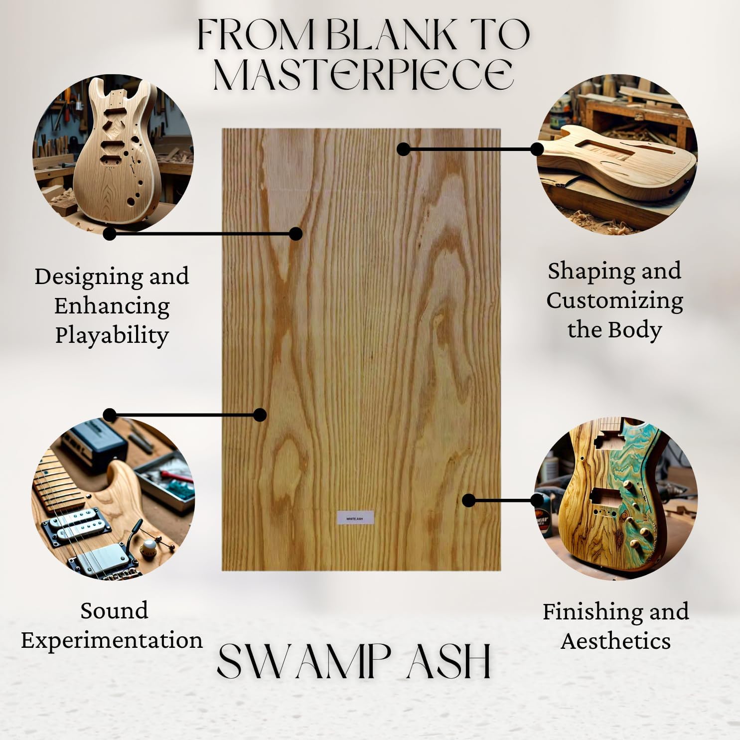 Exotic Wood Zone | Swamp Ash Electric/Bass Musical Wood Body Blanks | Guitar Luthier Tonewood Suppliers | Unglued Planed - 21