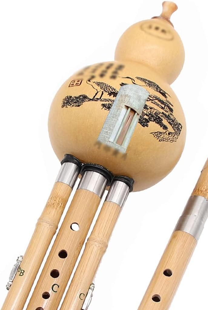 Mobkid Hulusi Musical Instrument Ethnic Musical Instrument Traditional Chinese Woodwind Instrument Beginner Music Lover (Color : Yellow, Size : 42cm)