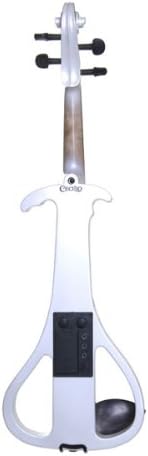 Cecilio 4/4 Size Electric Silent Violin, Hand-Carved Solid Wood, Electric Violin with Ebony Fittings, Ideal for Practice, Stage & Studio Use, Pearl White