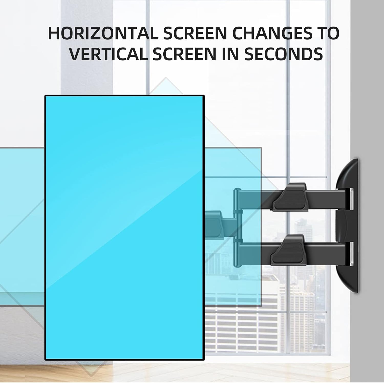 Vertical and Horizontal TV Wall Mount Swivel Tilt Rotate Arm Fits Most 32 42 43 50 inch Flat Curved Screen, Full Motion 90 Degree Bracket, Max VESA 400x400mm Up to 44lbs DY3255