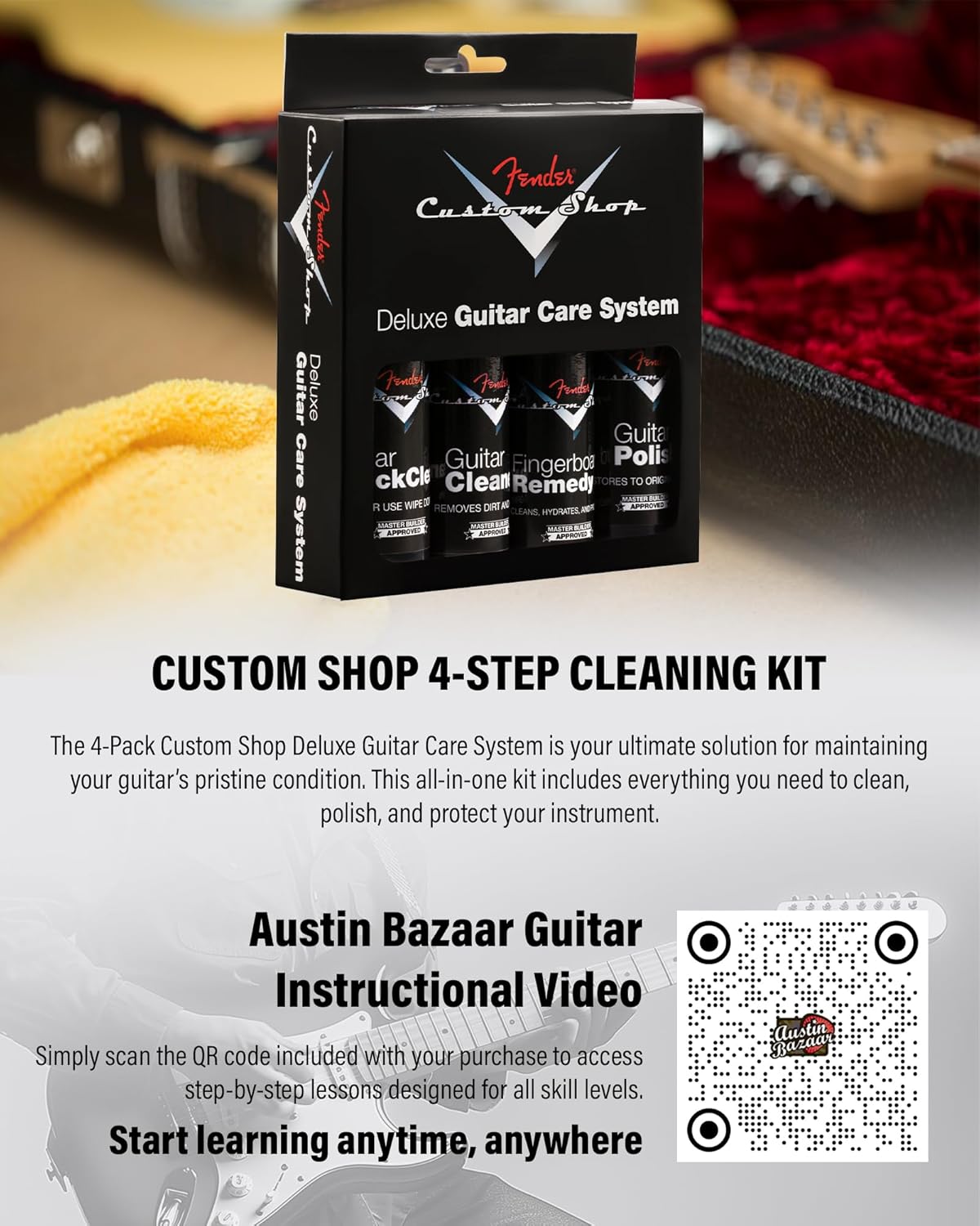 Fender Acoustasonic Standard Telecaster - Honey Burst Bundle with Strap, Guitar Cleaning Kit and Austin Bazaar Instructional Video