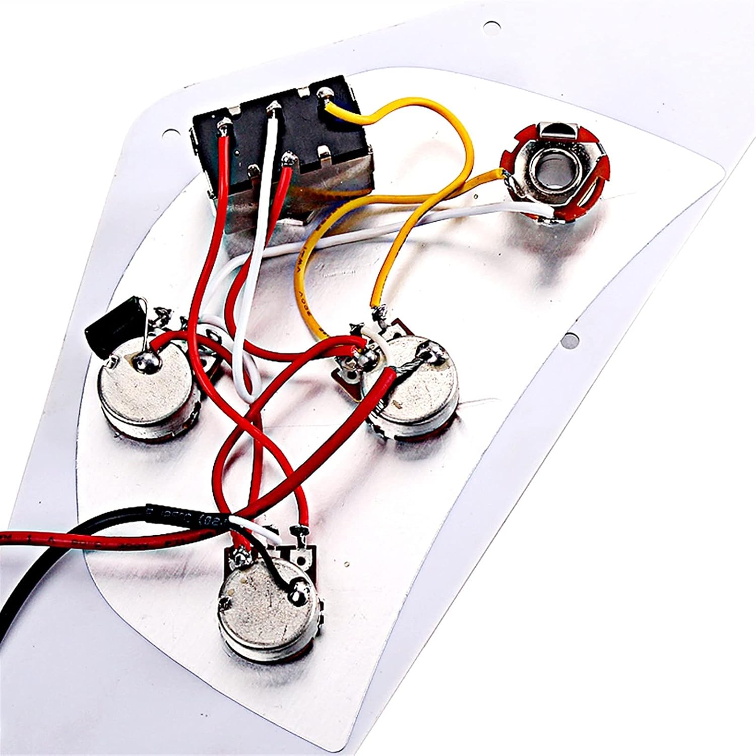 KESHUO 3 Ply White Guitar Loaded Prewired Pickguard for Flying V Guitar Loaded Pickguard Pre-Wired