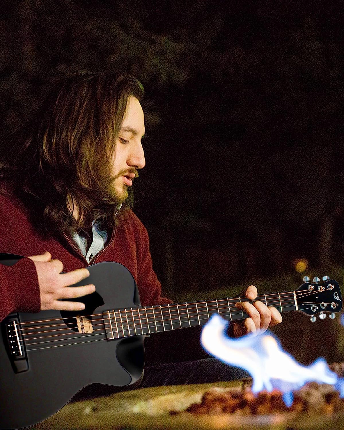 Journey Instruments Carbon Fiber Travel Guitar – RT661M Traveling Acoustic Guitar – Fixed-Neck Road Trip Acoustic Guitar – Heavy Duty Gig Bag (Bronze Black Matte)