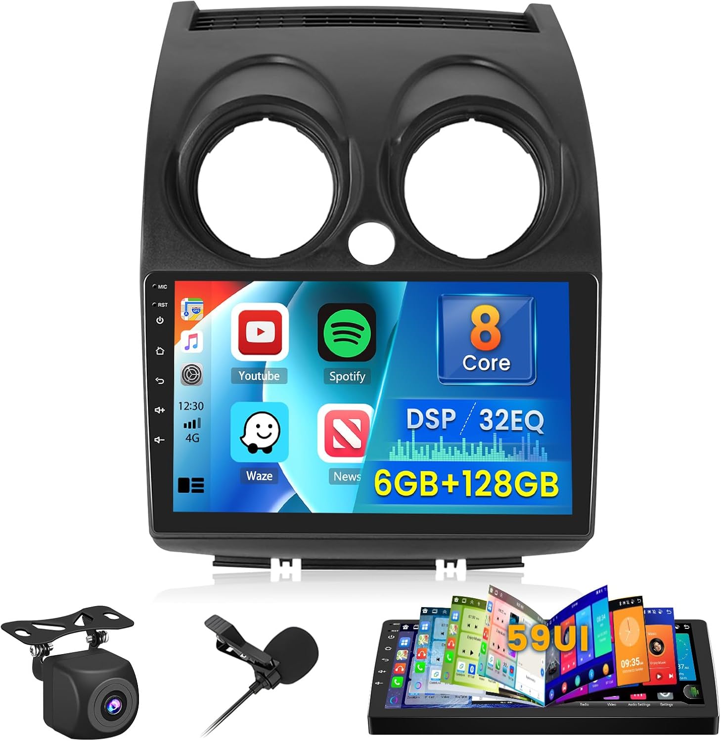 [8Core 6+128G] Android 15 Car Stereo for Nissan Rogue Sport Qashqai 2008-2013 with Wireless Carplay Android Auto, 9