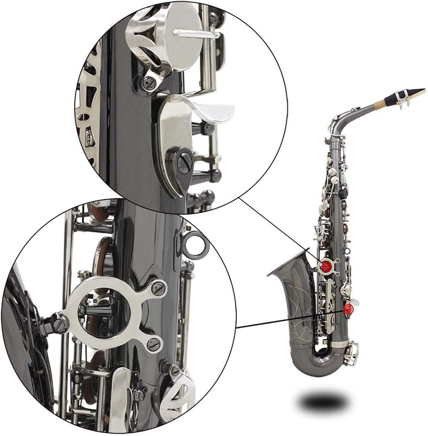 KESHUO Alto Saxophone Black Nickel-Plated Wind Instrument Brass Sax Beginners Kit