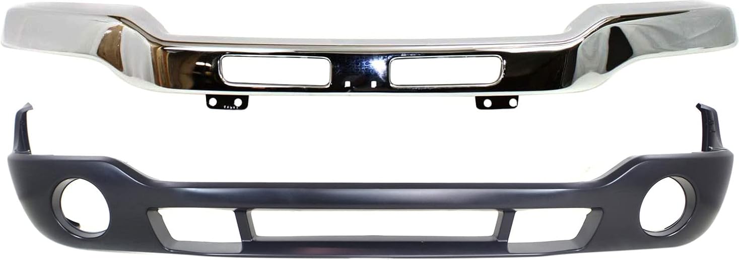 Garage-Pro Front Bumper Replacement Kit for GMC Sierra 1500 2500 3500 2003-2006, Chrome Steel, Automotive Exterior Accessories Replaces #15098990 GM1002418 12335963 88979837 GM1000684