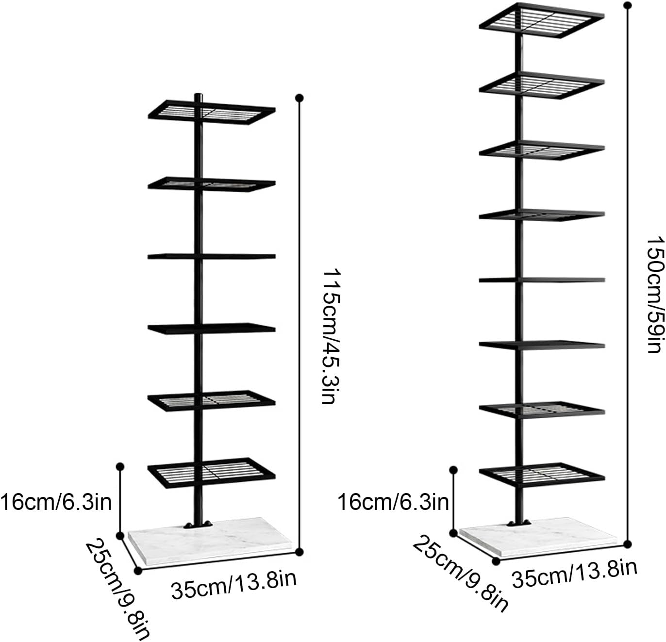 Metal Spine Bookshelf Tower, Modern Open Vertical Bookcase, Invisible Floating Storage Rack, Narrow Floor Standing Organizer, Display Shelf for Small Space(Gold,150cm/59in)
