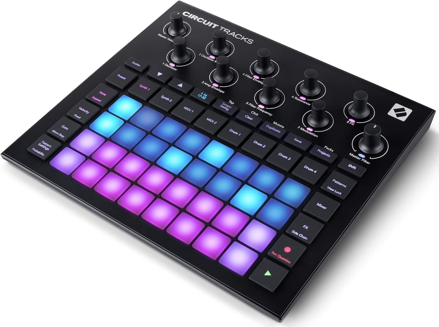 Audiosavings Bundle: Novation Circuit Tracks MIDI USB Rechargeable Groovebox w/Synths/Drums/Sequencer Bundle with Rockville RMC-XLR High-End Metal DJ Handheld Wired Microphone Mic w 2 Cables (2 Items)