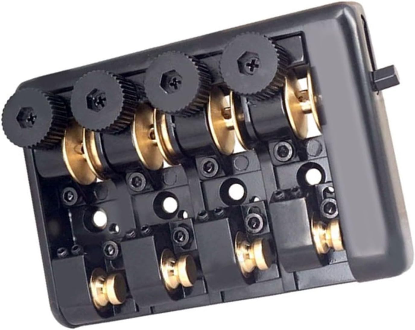 Travel Bass Bridge Professional Travel Bass 4 Strings Headless Bass Roller Saddle Guitar (Black)(Black)