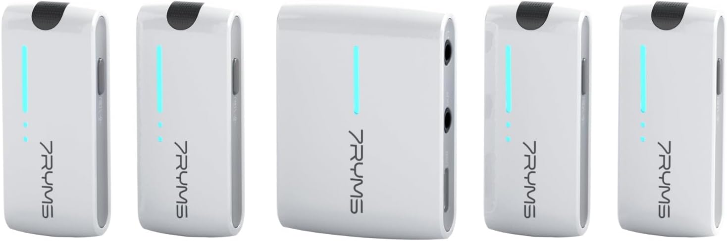 7RYMS iRay DW40 Wireless Lavalier Microphone with Four Transmitters One Charging Case Support AI Denoise, 48kHz/24bit Recording for Video Vlog, Interview, Live Streaming, Podcasting-White