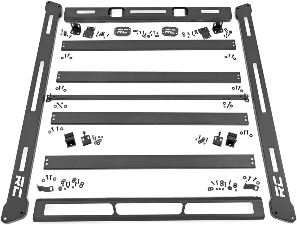 Rough Country Roof Rack for Jeep Wrangler JL (2021–2024) & Unlimited (2018–2025) - Heavy-Duty Cargo Rack, Freedom Top Compatible, Low-Profile Overland Design