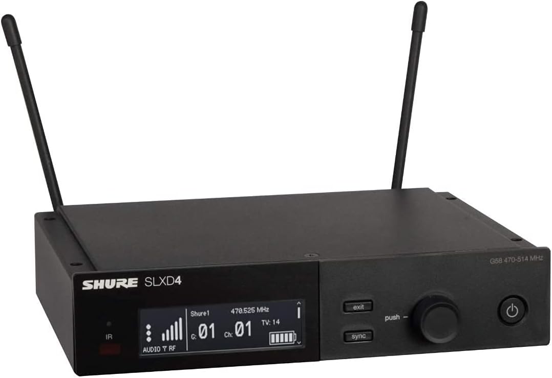 Shure SLXD14/DL4B Digital Wireless Microphone System - Includes SLXD1 Bodypack Transmitter with DuraPlex DL4 Lavalier Mic & SLXD4 Single Channel Rack Mount Receiver | H55 Band (SLXD14/DL4B-G58)