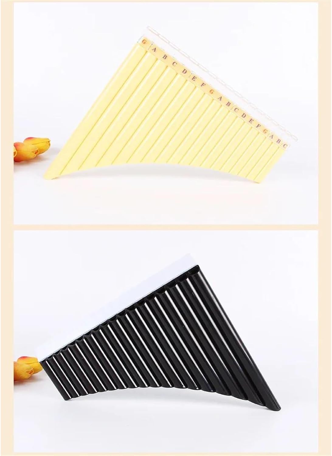 18 Pipes Pan Flute Professiona Traditional Instrument Chinese Musical Instrument A Key Flute Wind Accesories (Color : Yellow)