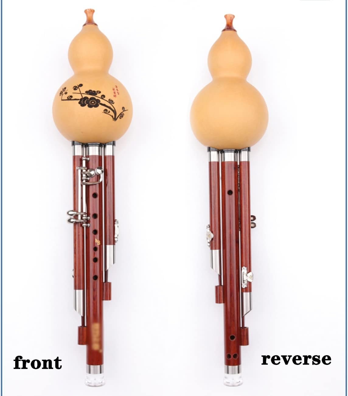 Seven-Hole Cucurbit Silk Gourd Flute in C Flat B Play A Mahogany Wind Instrument Adult Ethnic Musical Instrument Hulusi Play Smoothly (Color : Wood, Size : B-Flat)