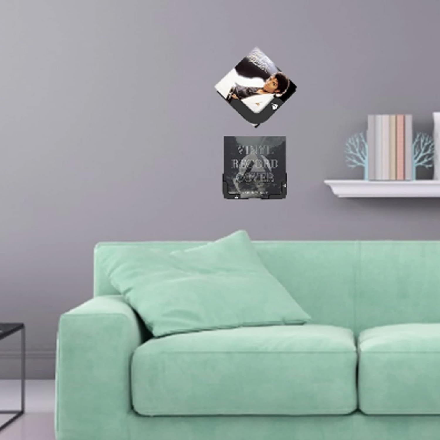 Home shelves Record Display Holder Flexible Shelf Wall Mount Adjustable Sturdy Acrylic Floating Brackets Anti-falling Design With Doub(White)