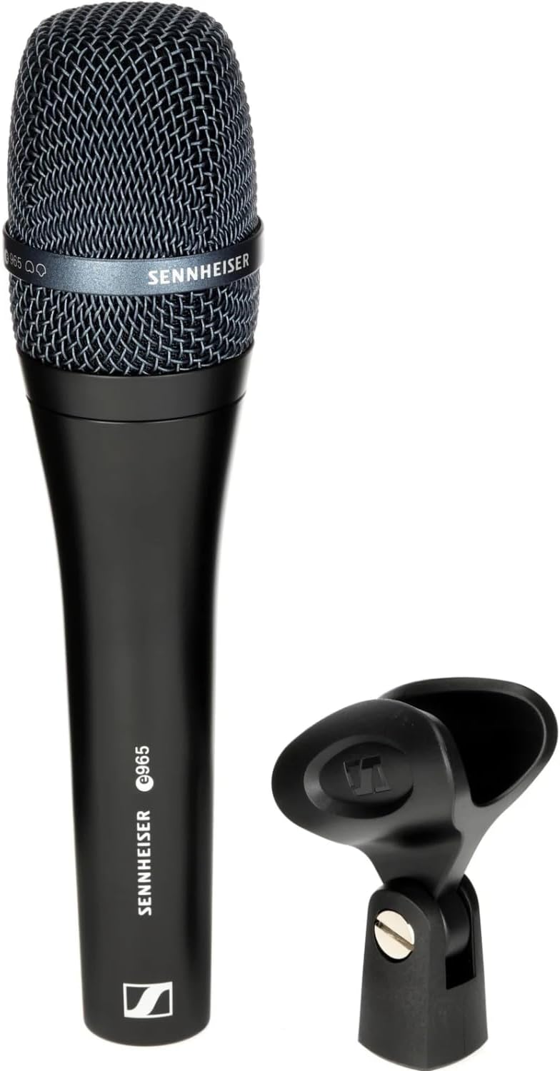 Sennheiser E 965 Condenser Handheld Vocal Microphone Bundle w/Pig Hog PHM10 8mm Mic Cable Polishing Cloth