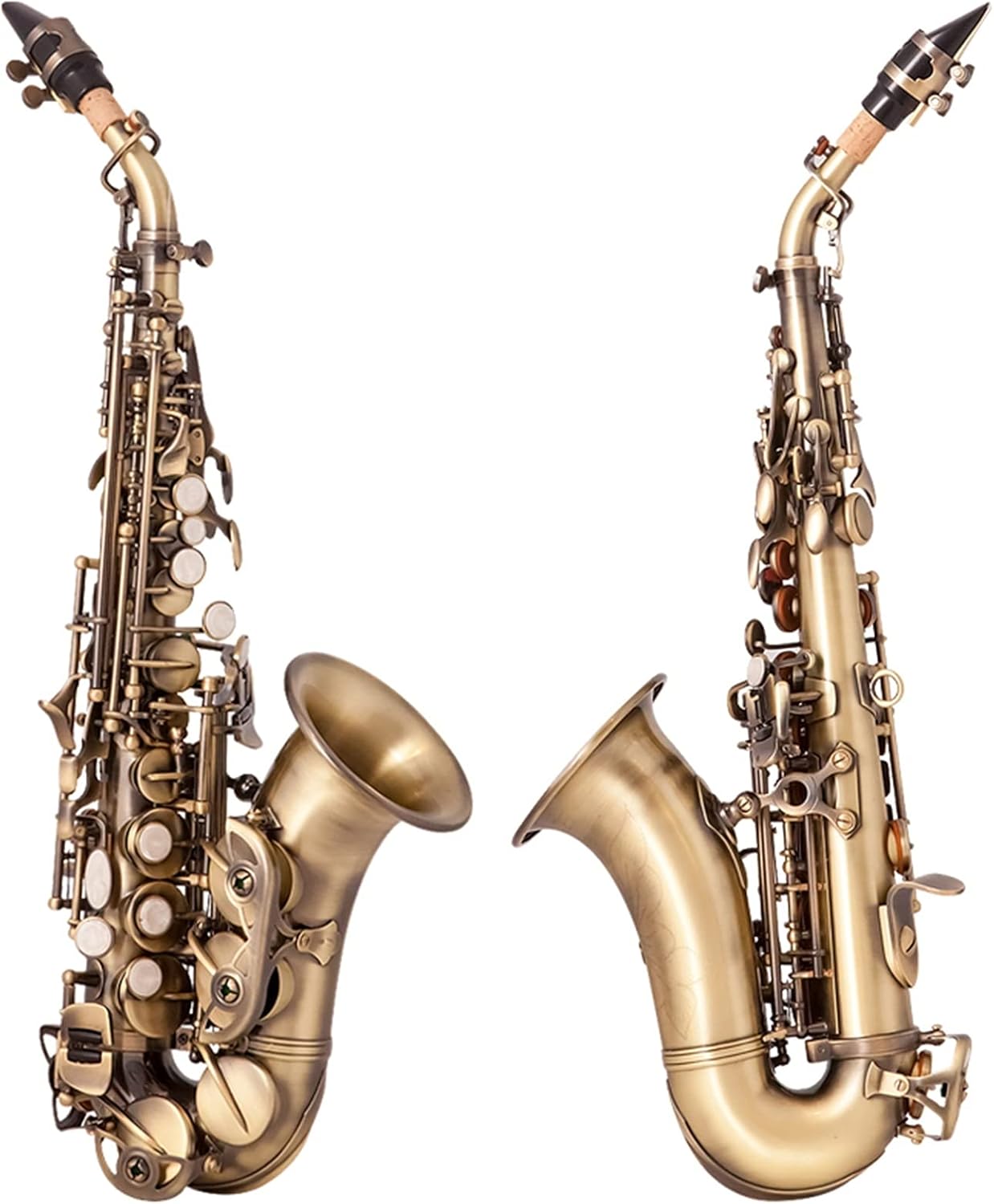 Professional Saxophone Vintage Style Bb Soprano Saxophone Brass Material Woodwind Instrument with Case Gloves Cleaning Cloth Brush Sax Strap Mouthp Brass Sax Beginners Kit