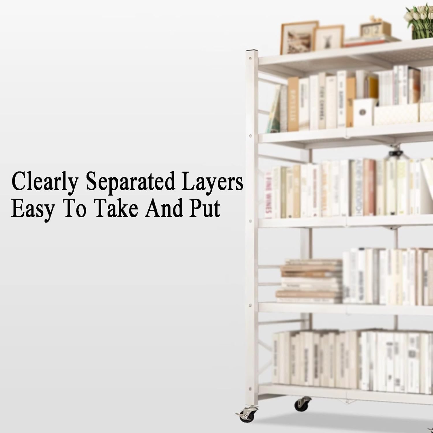 2/3/4/5 Cube Wooden Bookshelf, Easy Mobile Bookshelf, Multi-Layer Home Desk Side with Wheels, for Reading Corner,Living Room (Black,White)(Black,5tier) (Black 5tier)