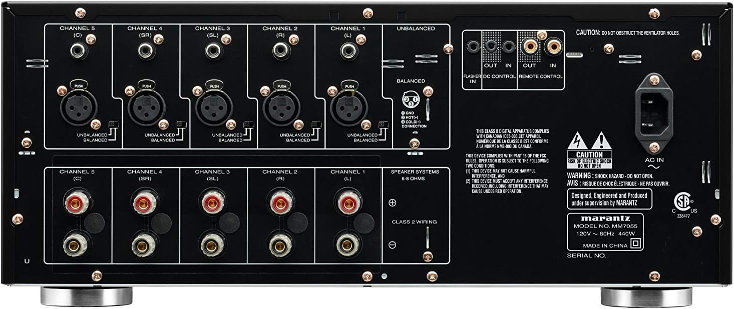 Marantz MM7055 Power Amplifier – 5-Channel Amp for Ultimate Home Theater & Audio Systems | High-Power Capability, Quality & Design | Gold-Plated Terminals