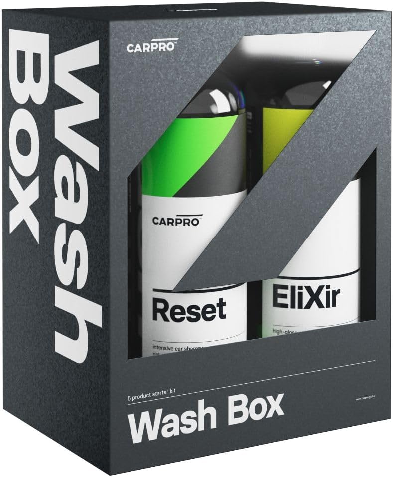 CARPRO Wash Box - 5 Products: Elixir, Reset, Microfiber Mitt, DHydrate Drying Towel & 2 Face No Lint Towel - Everything to Clean Your Car All Season Long, 16 Treatments