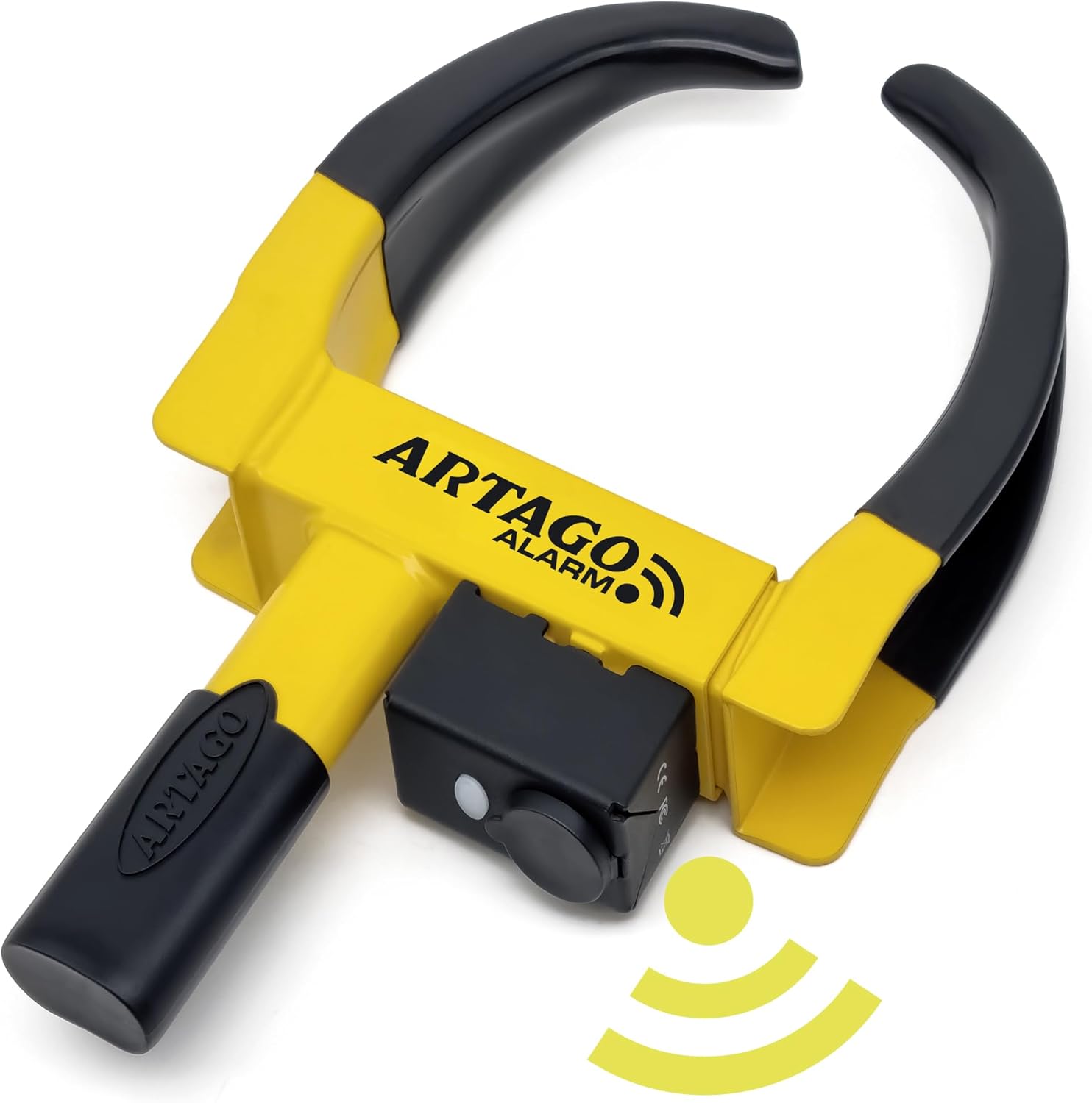 ARTAGO ART872 High-End Wheel Clamp Lock, 2in1 Without/with 120dB Alarm +Night LED Alert, Patented, Heavy-Duty Trailer Wheel Lock, High Security Car Boot, Universal Tire Clamp Anti-Theft for Golf Cart