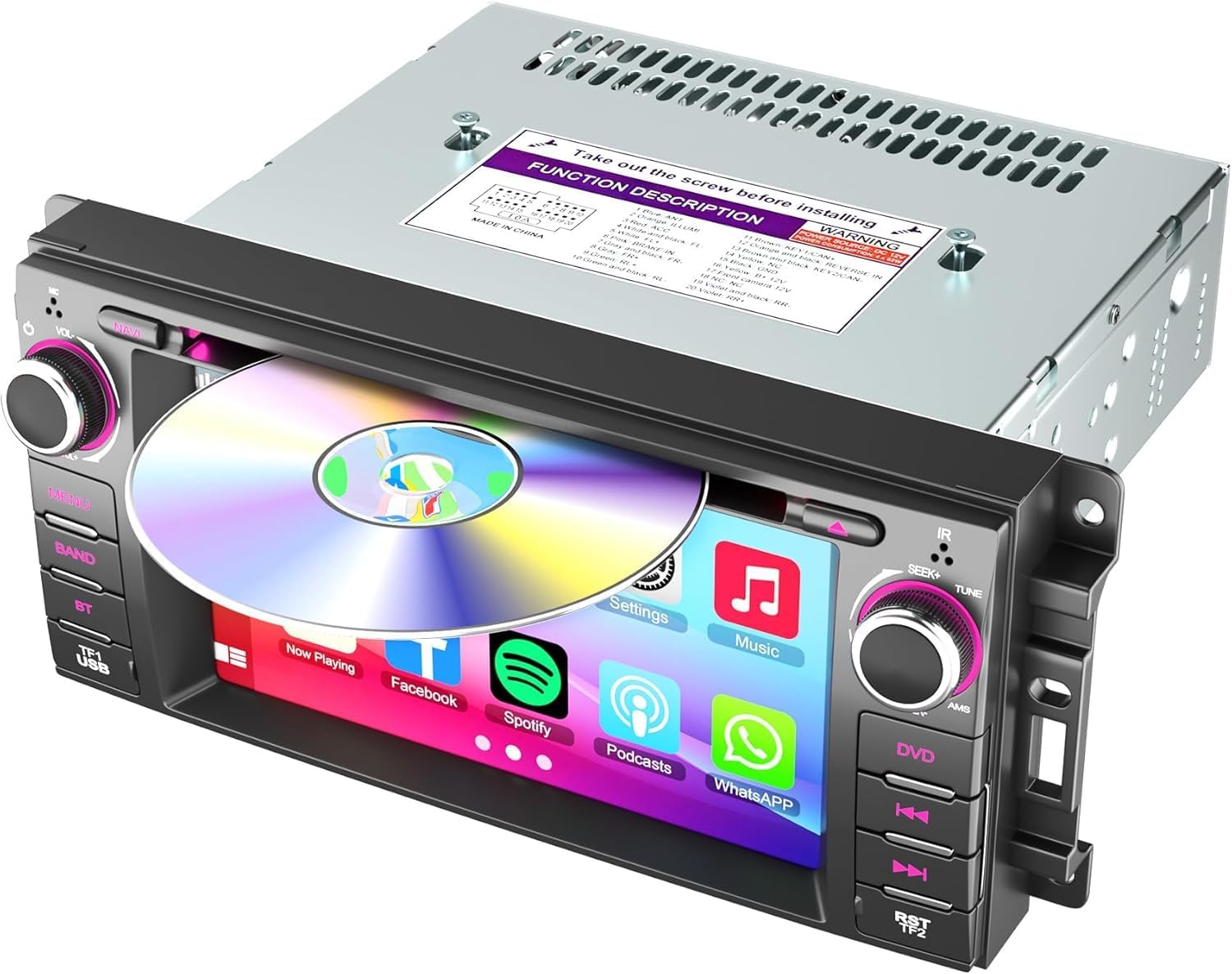 Car Radio Stereo with CD/DVD Player for Dodge RAM 1500 2500 3500 (2009-2012), for Jeep Wrangle/Unlimited (2007-2015),7 Inch Head Unit with CarPlay & Android Auto,Bluetooth & GPS Navigation