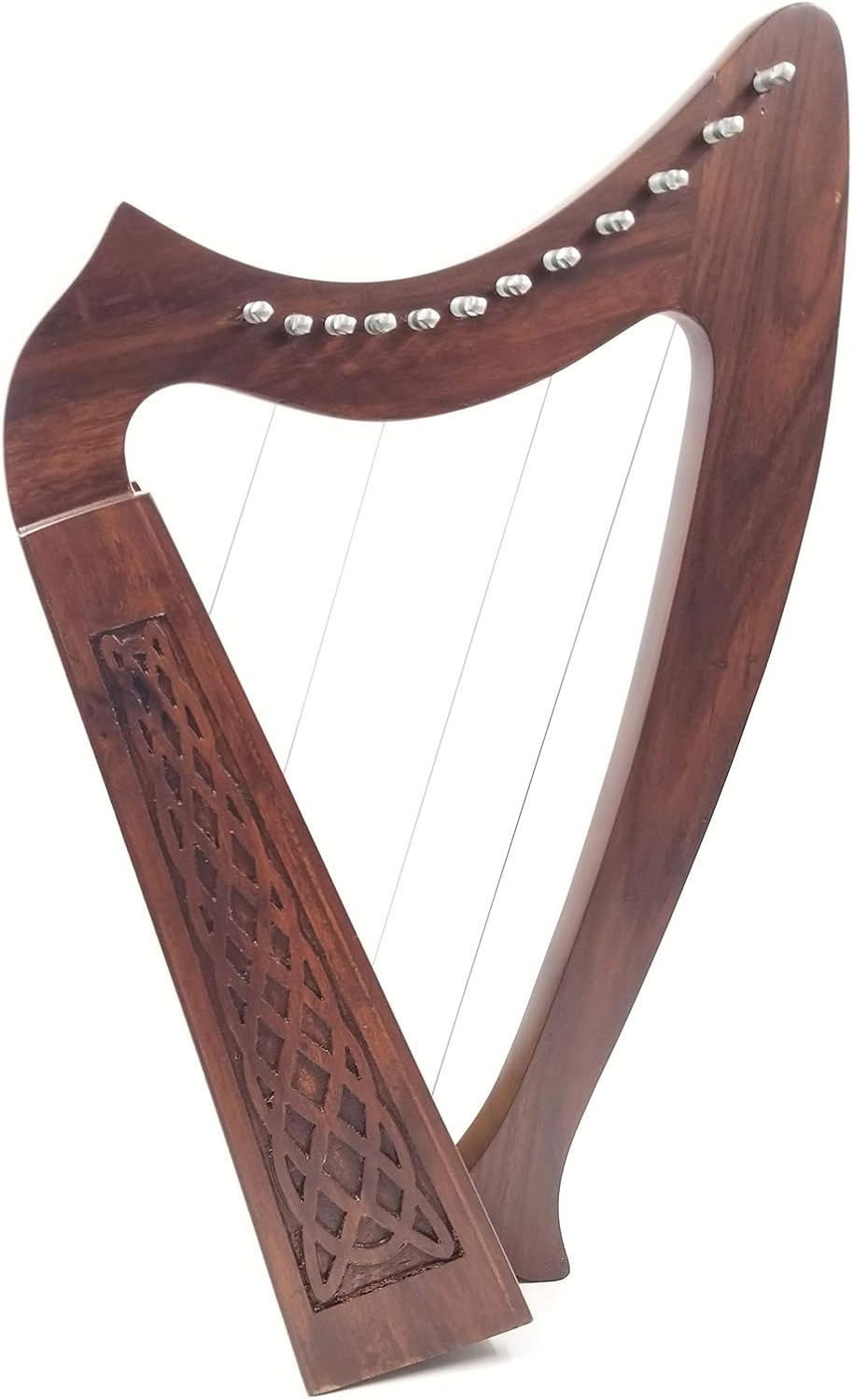 12 Strings Harp Irish Celtic Highland Solid Rosewood Naturl shape Nylon Lever Tuning Key Extra Set included 18
