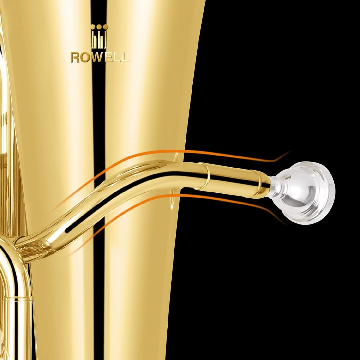 ROWELL Euphonium 3 Valves Bb Brass Lacquer Gold 3 Stainless Steel Pistons Student Euphonium Beginners Intermediate Euphoniums with Case Gloves and Polishing Cloth