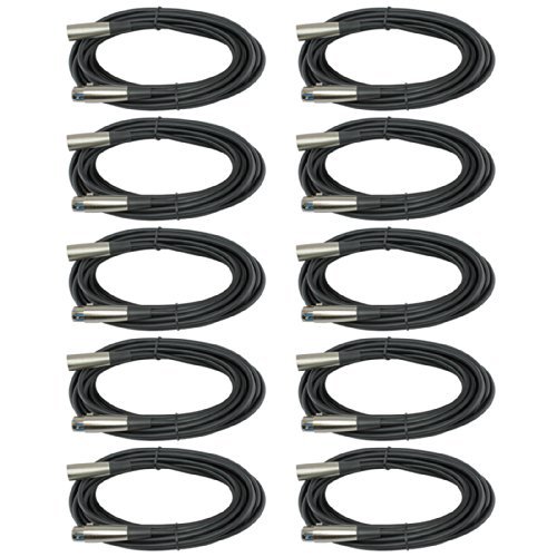 10 Pack 25 Foot 3pin XLR Male to Female Pro Audio Mic Microphone Audio Cable