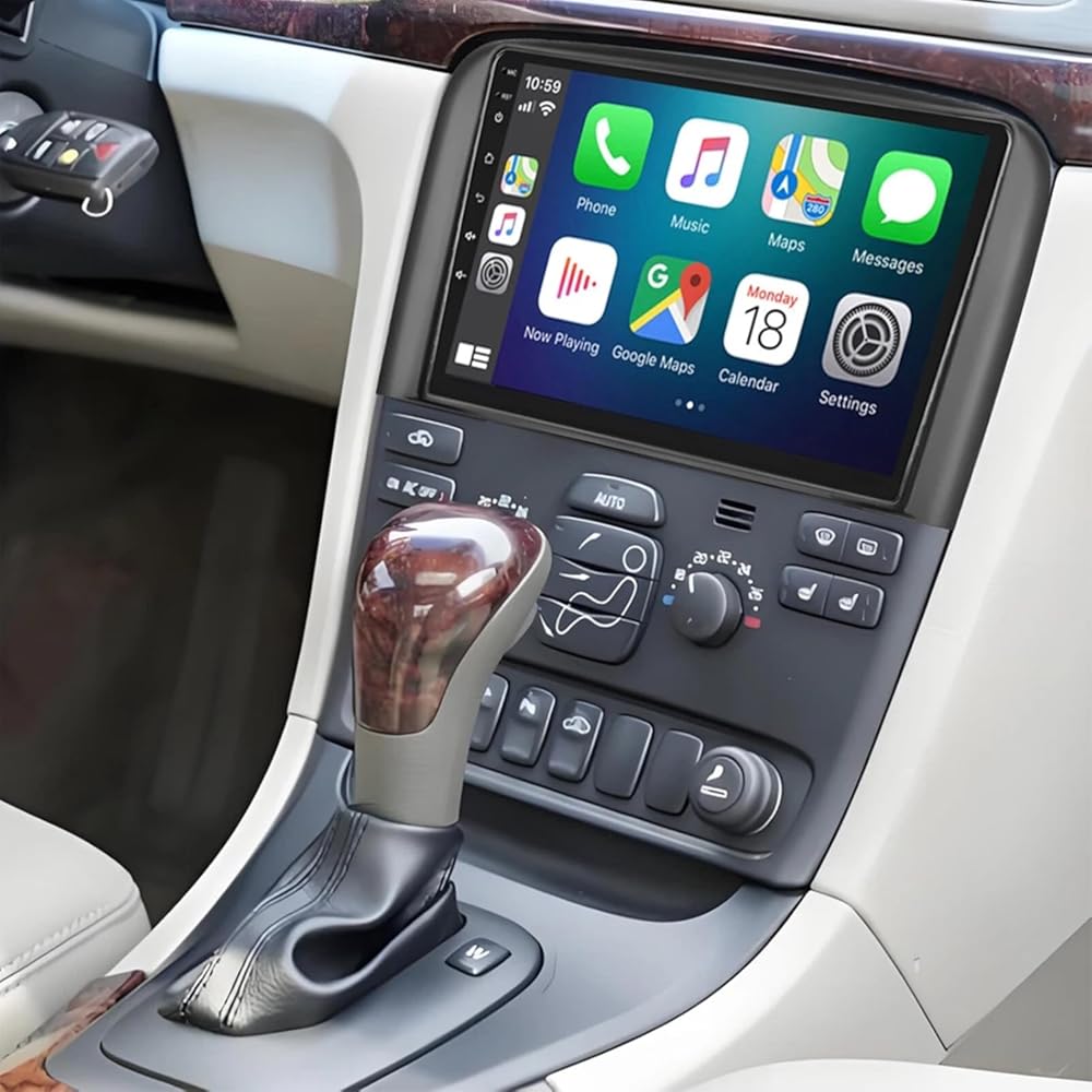 PHEZEN 9 inch Touchscreen Car Stereo Fit for Volvo S80 2004-2008, Android 15 Double Din Car Radio with Carplay & Android Auto in-Dash Navigation BT Mirror Link WiFi Backup Camera 4+64G