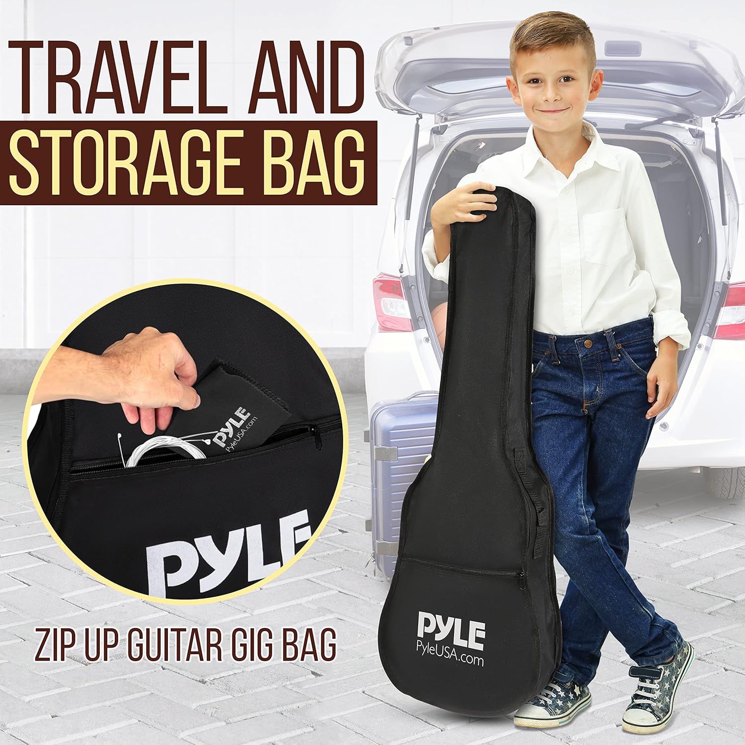 Pyle Acoustic Guitar Kit, 1/2 Junior Size All Wood Steel String Instrument for Beginner Kids, Adults, 34