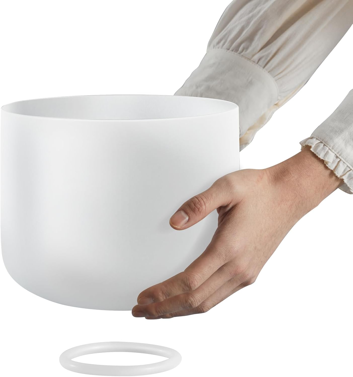 VEVOR 2PCS Crystal Singing Bowls, 8-inch and 10-inch A & F Note Singing Bowls, Frosted Quartz Singing Bowl with 10