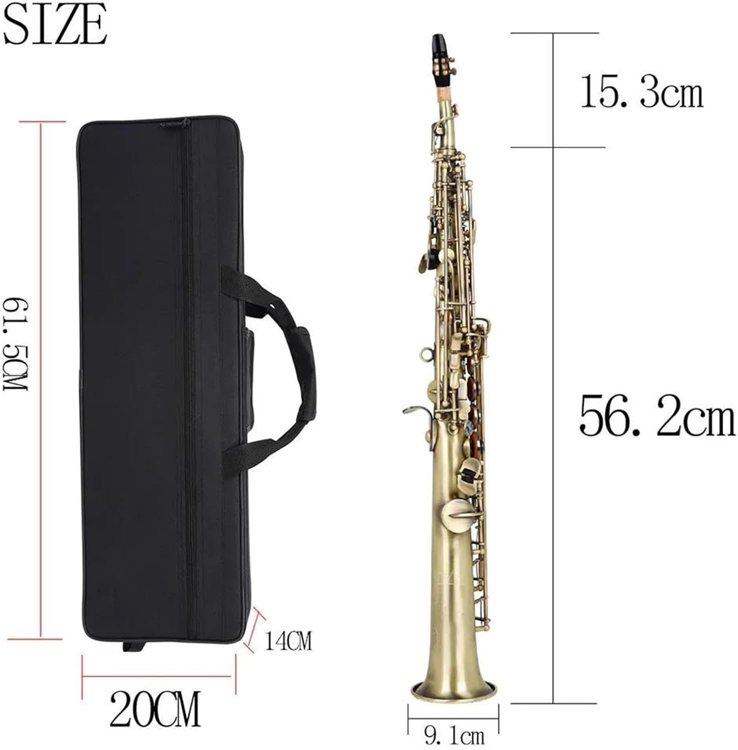 Beginner saxophone Soprano Saxophone Bronze Straight Sax Bb B Flat Saxofon Woodwind Musical Instrument With Saxophone Accessories