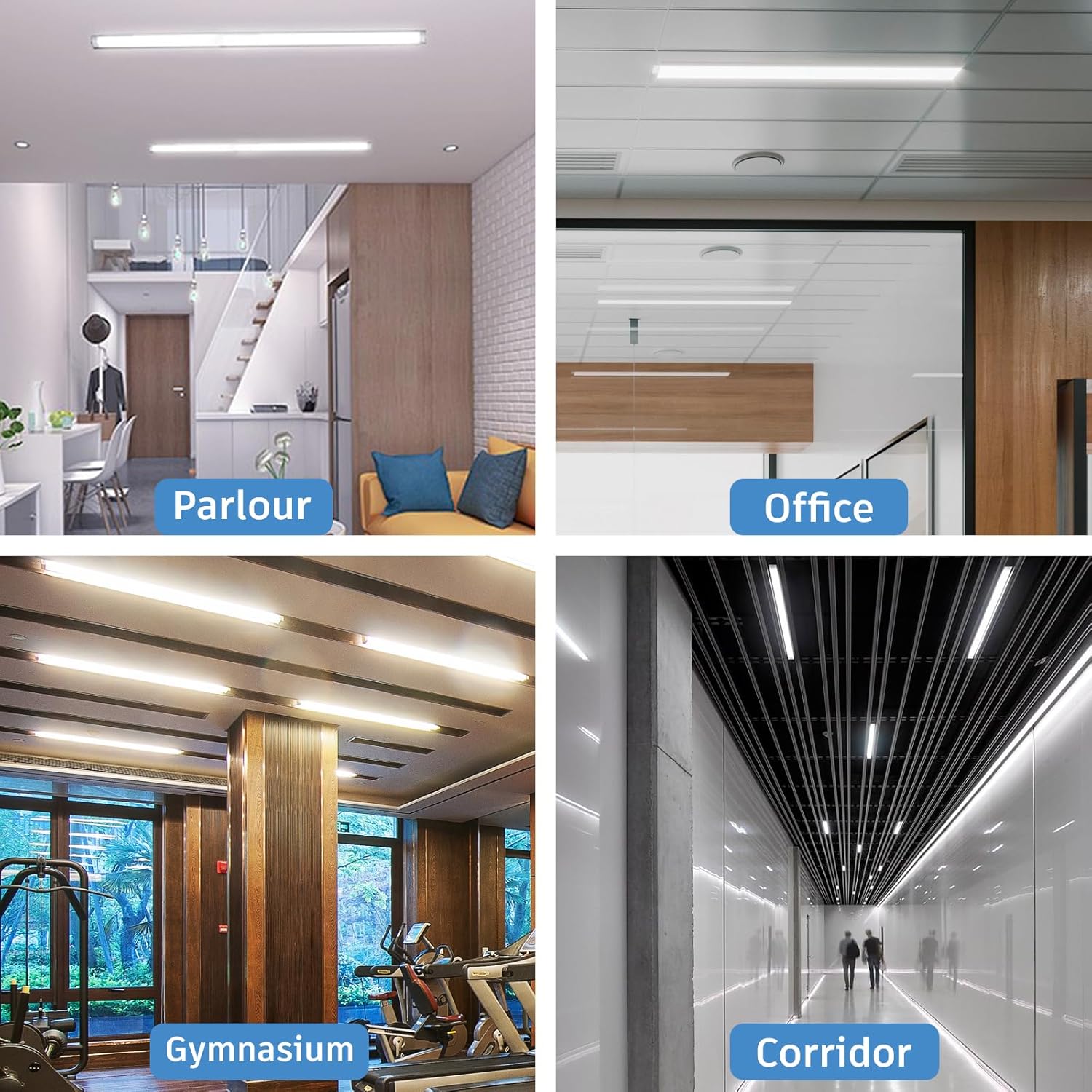 KILIPOL 4FT LED Batten Light, Ceiling Surface Mounted Slim LED Tube Lights, 40W 4000K Neutral White for Office, Shop, Garage, Home, 8 Packs