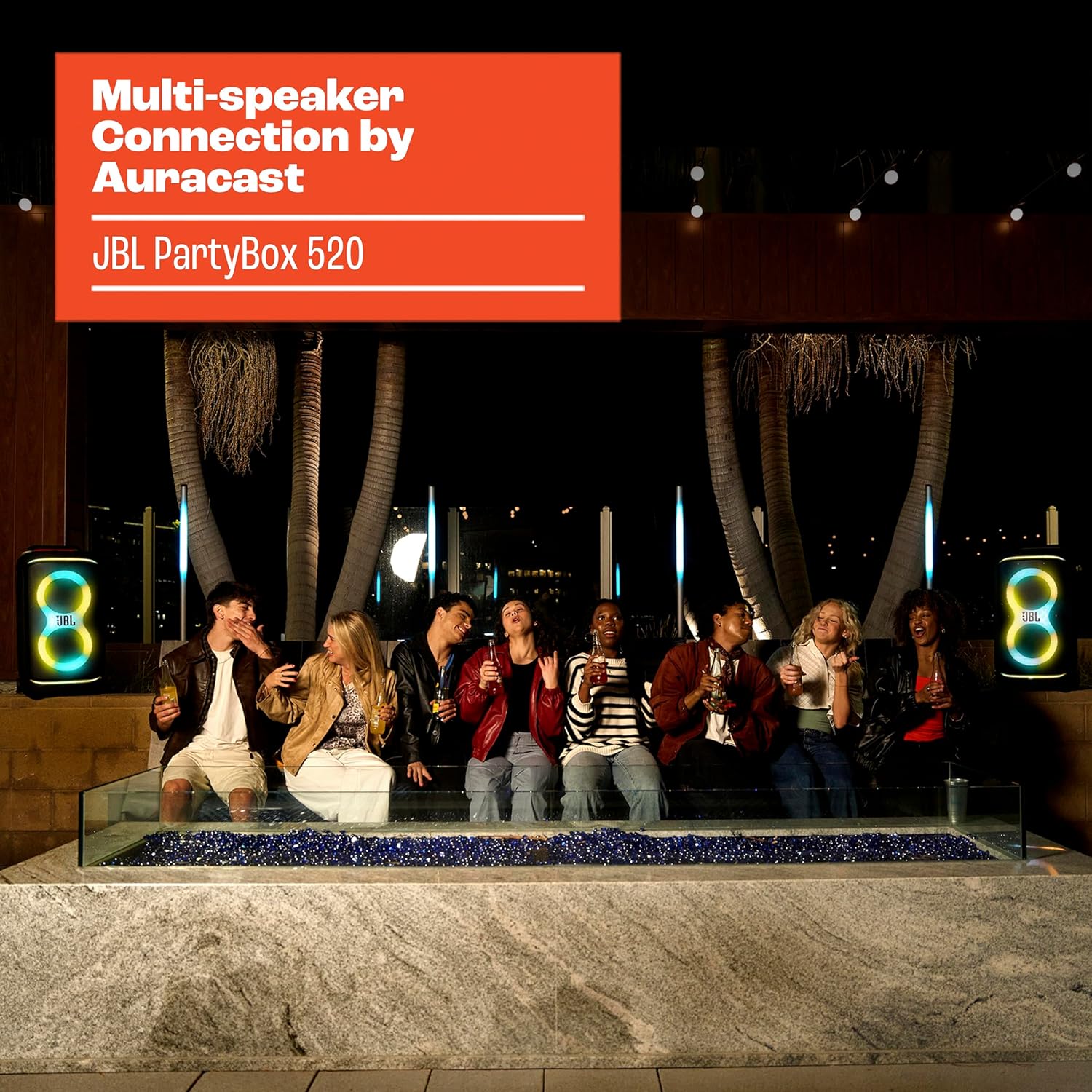 JBL PartyBox 520 - Portable Battery-Powered Party Speaker with AI Sound Boost, Up to 15 Hours of Play time, IPX4 Splash Proof, Multi-Speaker Connection by Auracast, and Telescopic Handle (Black)