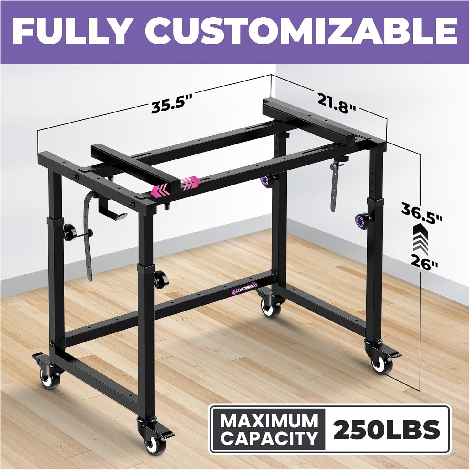 Liquid Stands 3 Tier Keyboard Stand w/ Wheels Music Studio Desk for Music Production - Electric Digital Pianos Synths for 49 54 61 88 Key - Rolling Home Recording Studio Workstation DJ Keyboard Table