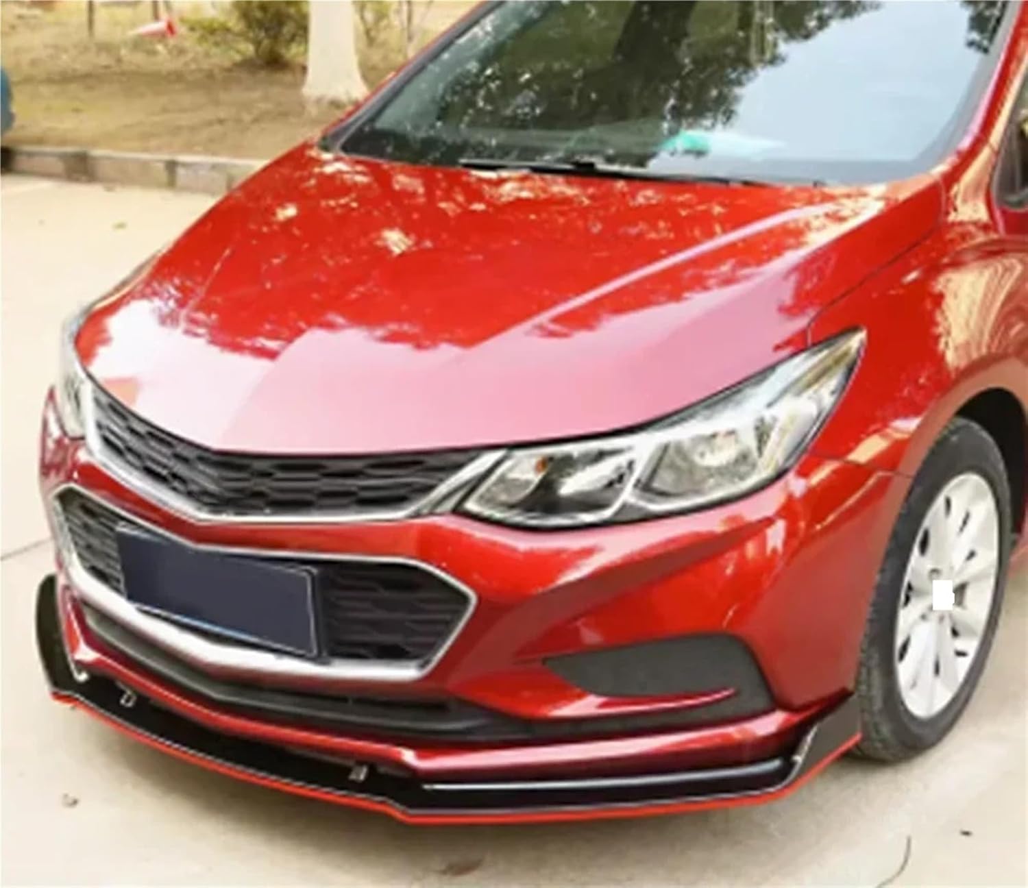 Compatible with Chevrolet Cruze 2019 2020 2021 3PCS Car Front Bumper Lip Body Kit Spoiler Splitter ABS Bumper Canard Bar Guard Auto Chin(Black red)