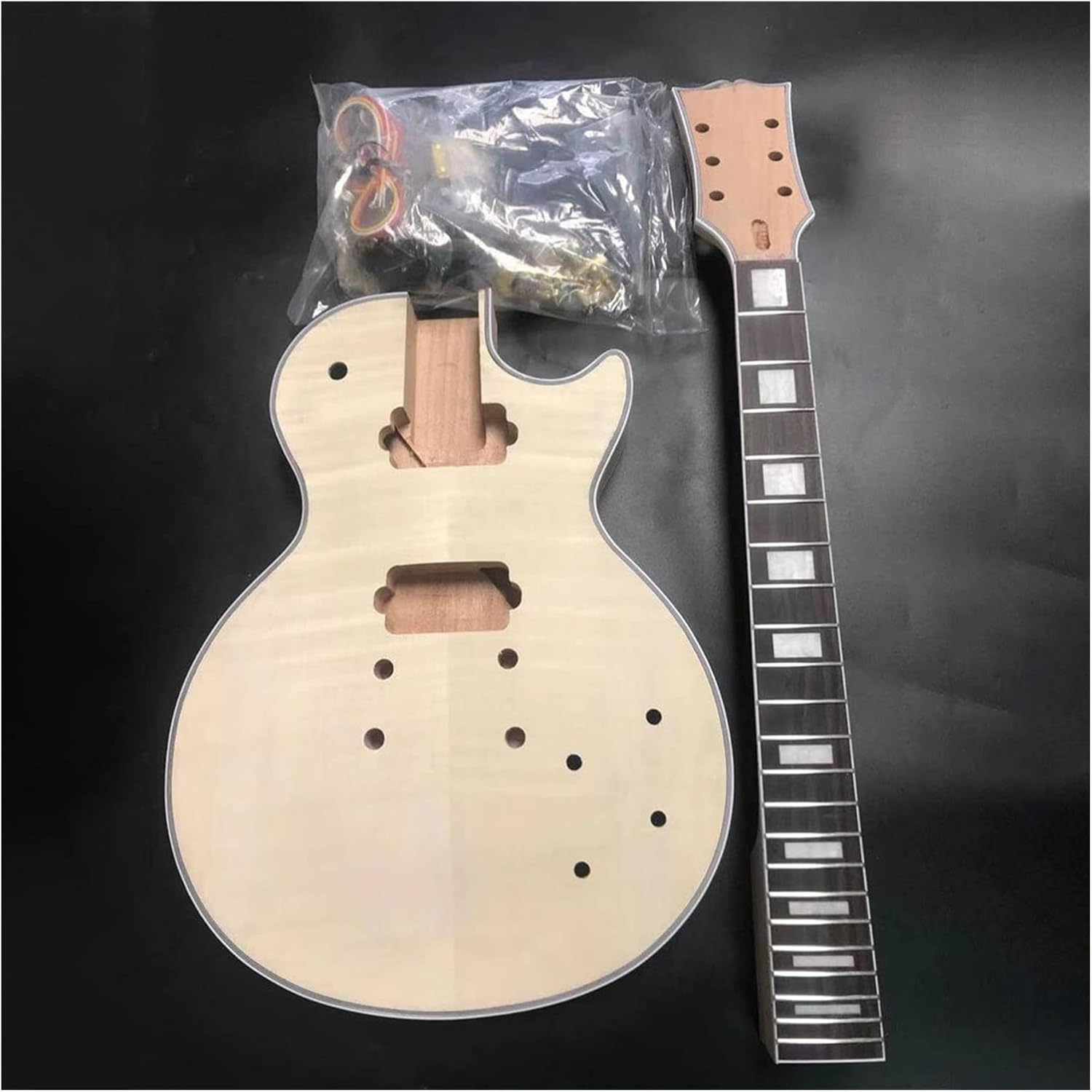 TSTS New DIY for LP Style Guitar Mahogany Body Unfinished Electric Guitar Kit All Parts Unfinished Electric Guitar Kit