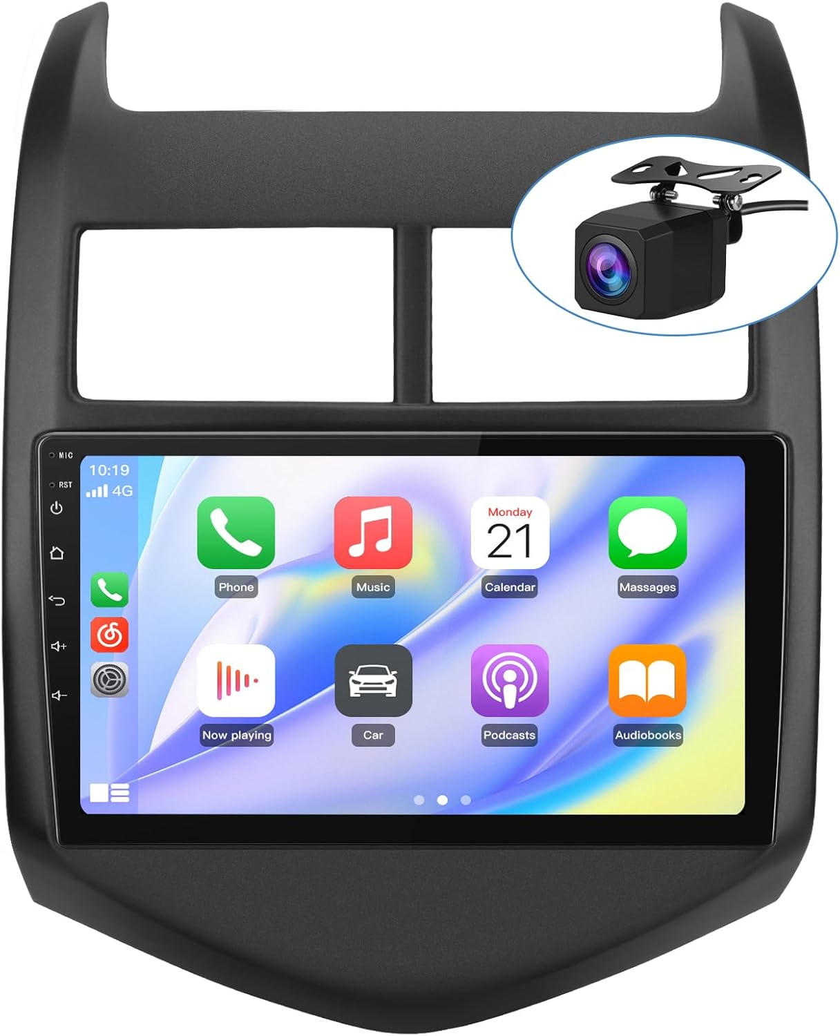 Car Radio Stereo for Chevy Aveo Sonic 2011 2012 2013 2014 2015 with Wireless Android Auto Carplay 2G+32G 9 inch Android 13 Touch Screen with SWC WiFi GPS Navigation DSP Bluetooth Free Backup Camera