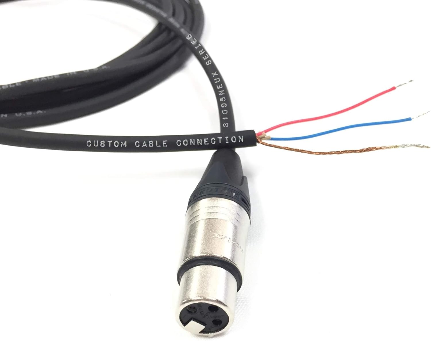 150 Foot Custom Cable Connection Pro-Audio Balanced Microphone with Neutrik NC3FXX XLR Female Connector to Blunt end Cable
