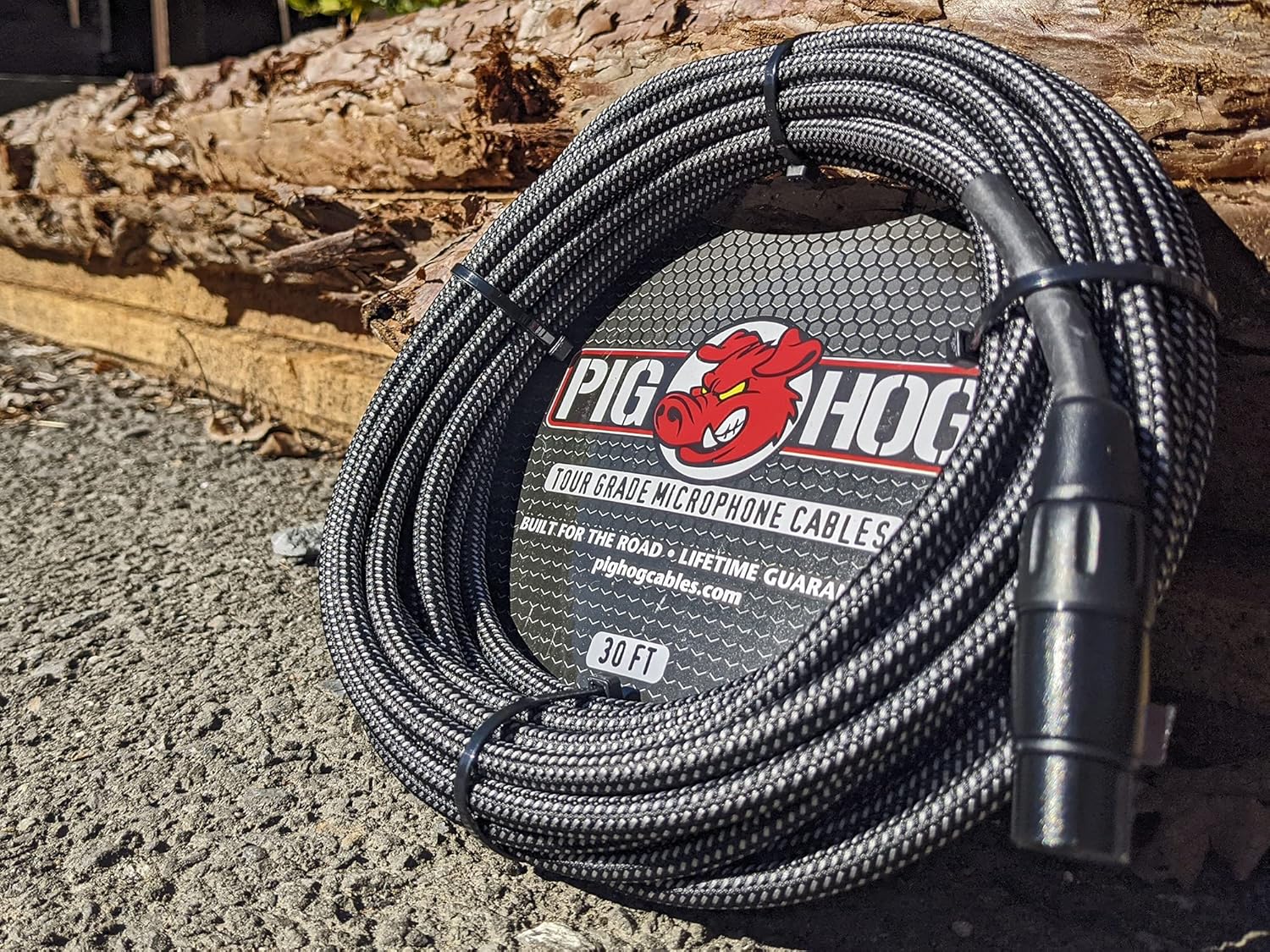 Pig Hog PHM20BKW Black/White Woven High Performance XLR Microphone Cable, 20 Feet & PHM50 High Performance 8mm XLR Microphone Cable, Black, 50 Feet