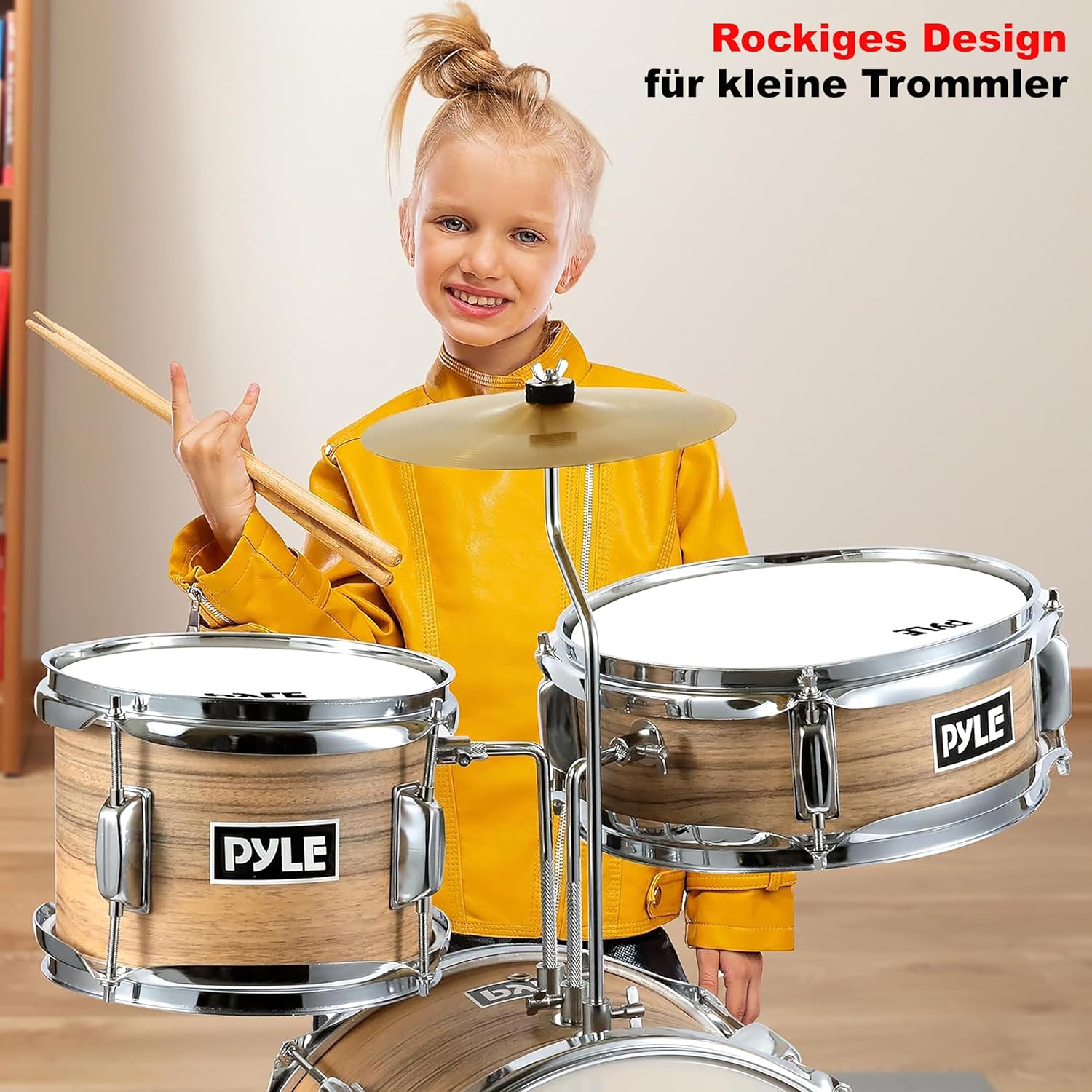 Pyle Kids Drum Set, 3 Piece Beginner Junior Drummer Kit with 13