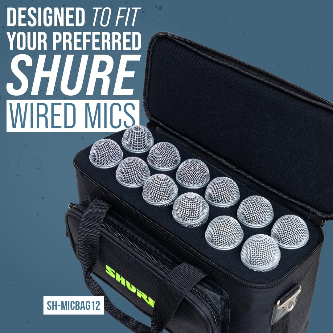 Shure by Gator Padded Microphone Bag that Holds Up to 12 Mics; (SH-MICBAG12)