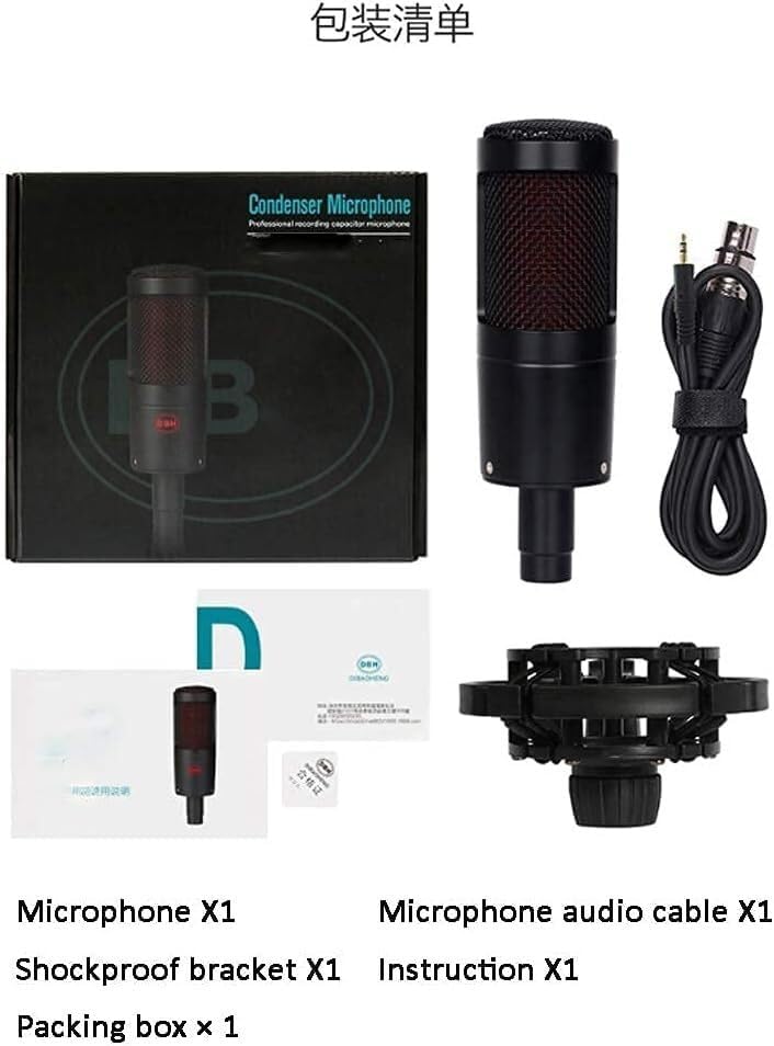 Recording Condenser Microphone, Host Microphone for Karaoke Studio Vocal Microphone