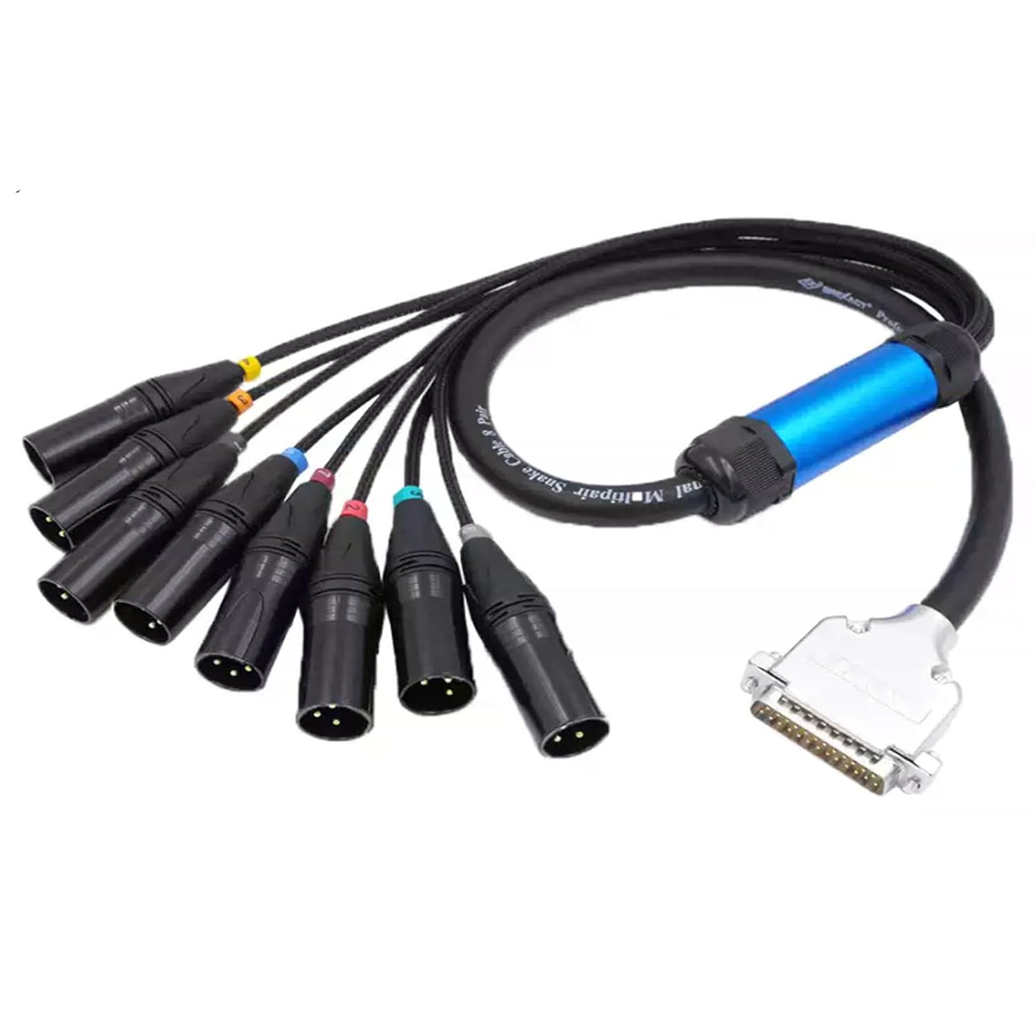 Professional DB25 Male to 8 XLR 3Pin Male Eight Channel Analog Audio Signal Cable for Mixing Console PVC Cable 1.5Meter