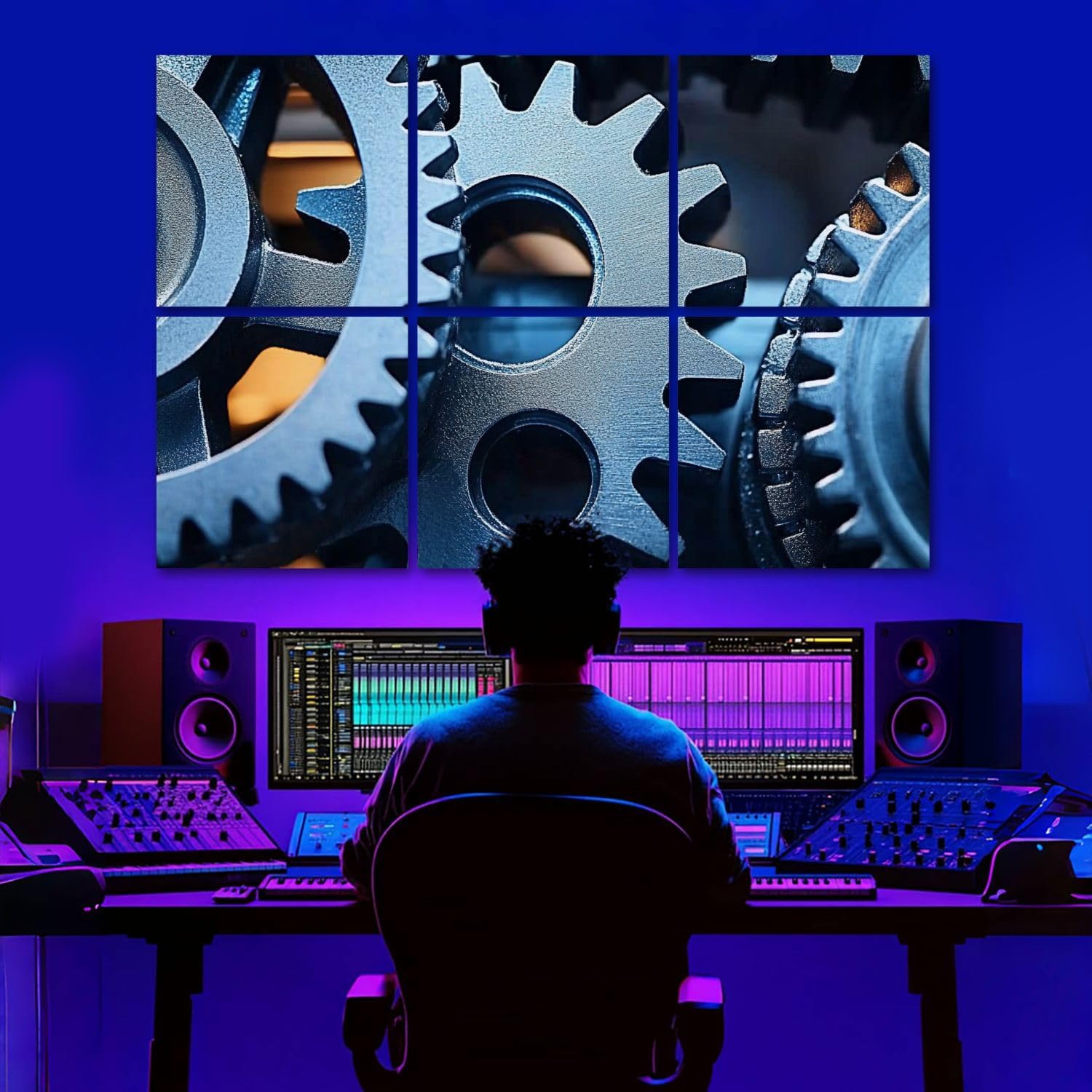 6 Pack Art Acoustic Panels Gears Sound Absorbing Panel 48